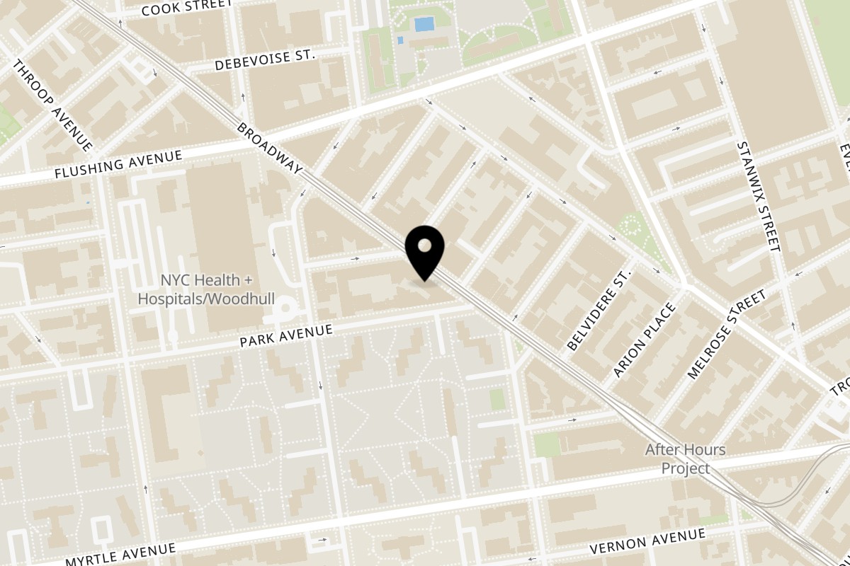 Map showing the location of Homemade Taqueria Bushwick on 830 Broadway in Brooklyn