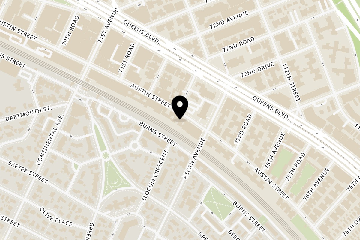 Map showing the location of Homemade Taqueria Forest Hills on 72-36 Austin St in Forest Hills