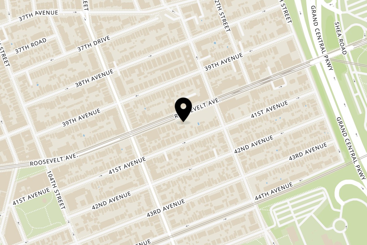 Map showing the location of Homemade Taqueria Corona on 108-50 Roosevelt Ave in Corona