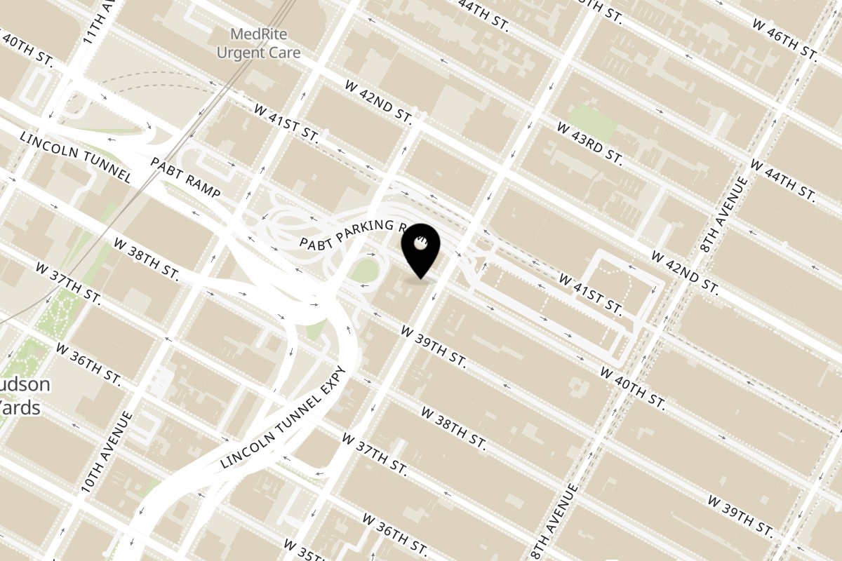 Map showing the location of Homemade Taqueria New York on 539 9th Ave in New York